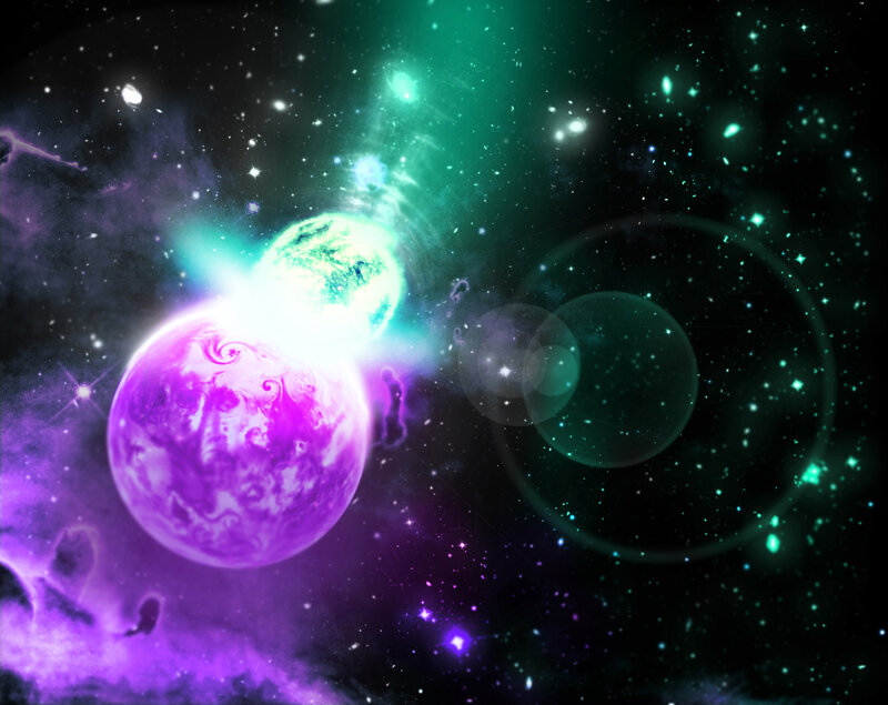 Planets in Nebula — Purple, Cosmic, Digital Art, Stars