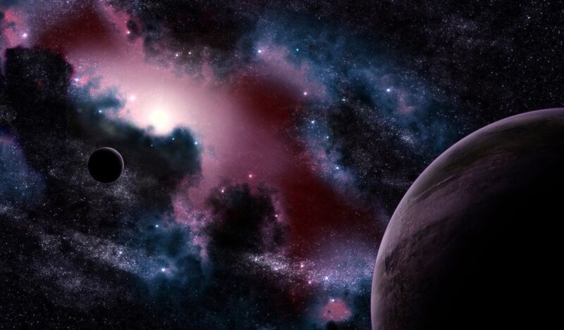 Planets in Nebula — Purple, Cosmic, Night