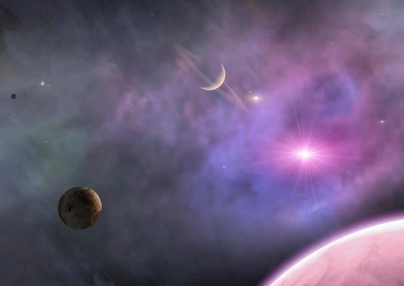 Planets in Nebula — Purple, Cosmic