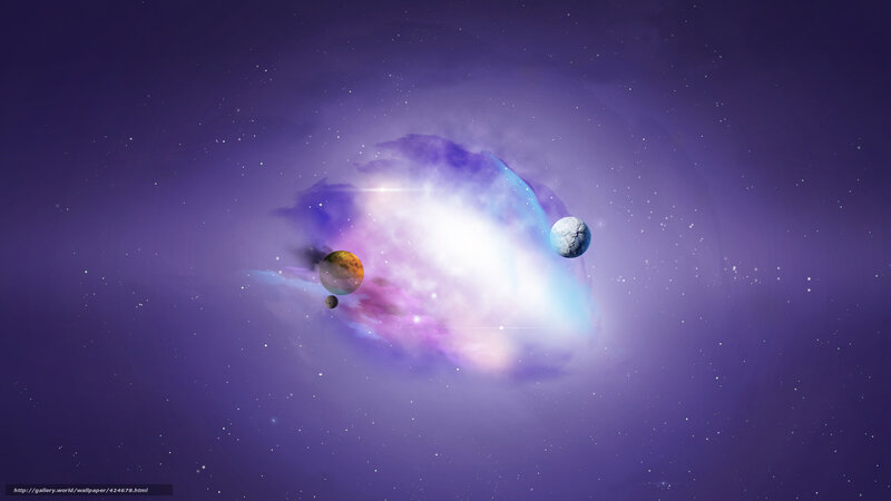 Planets in Nebula — Purple, Serene, Night