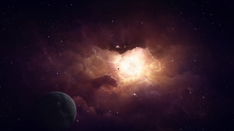 Planets in Nebula — Purple, Stars