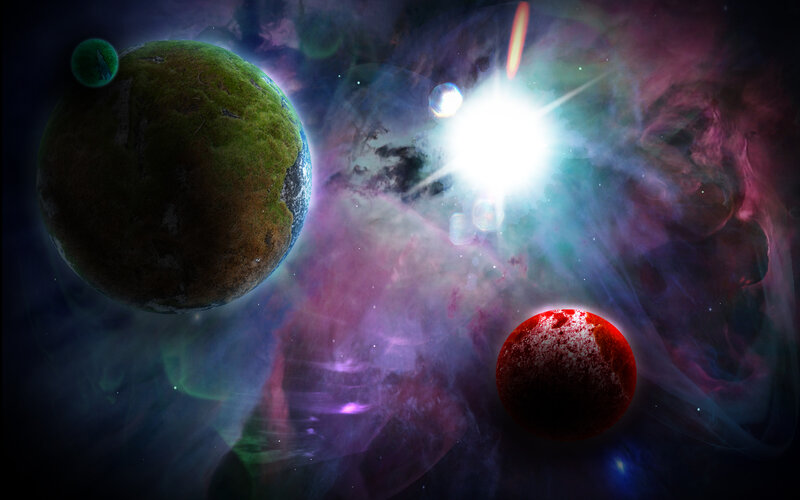 Planets in Nebula — Purple