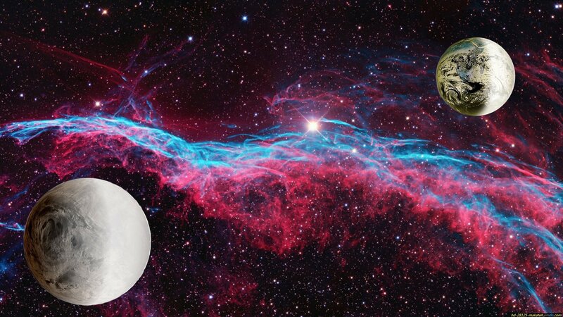 Planets in Nebula — Red, Cosmic
