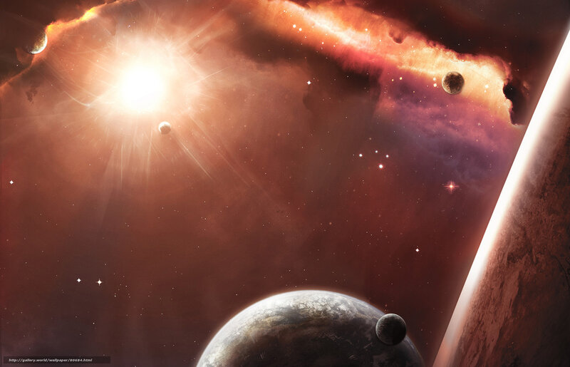Planets in Nebula — Red, Dramatic