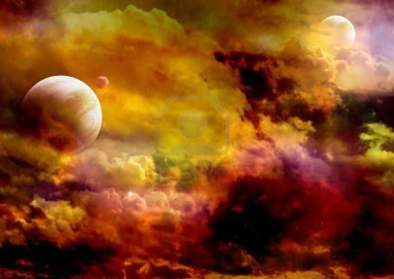 Planets in Nebula — Yellow