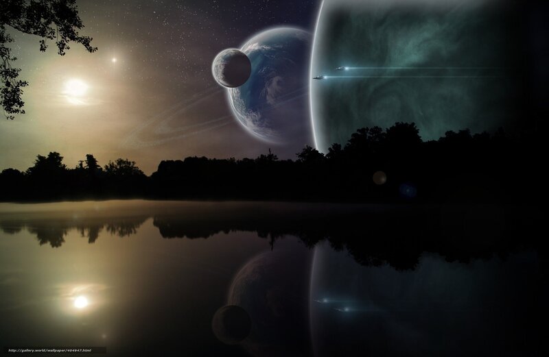 Planets in Night Sky — Black, Serene