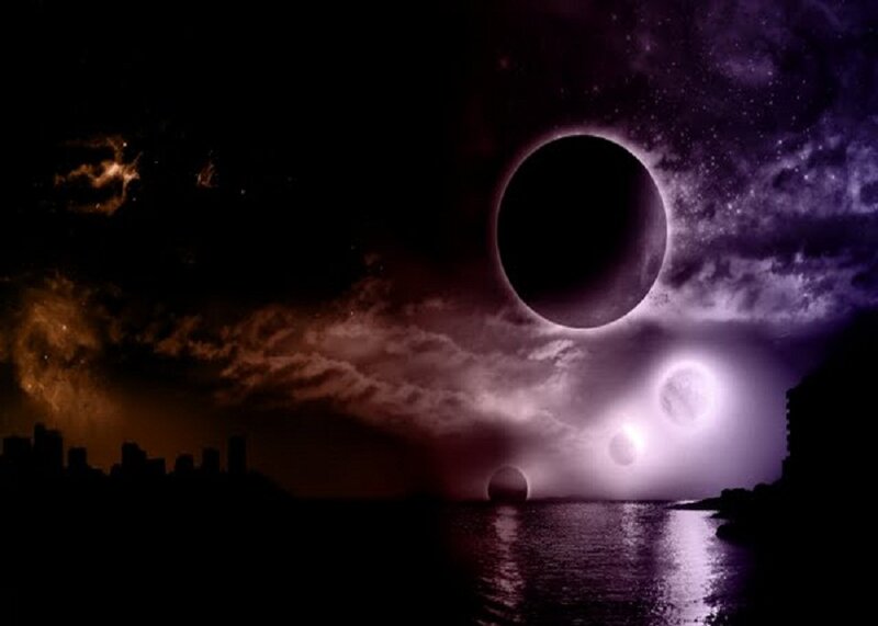 Planets in Night Sky — Purple