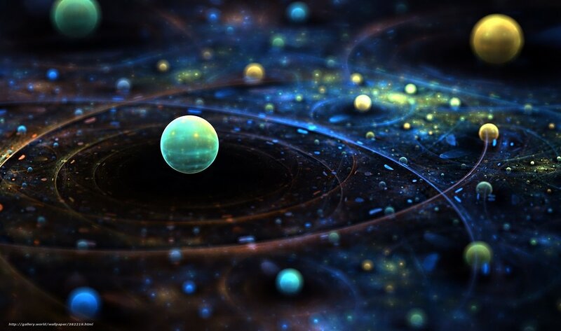 Planets in Orbit — Blue, Cosmic, Digital Art, Stars