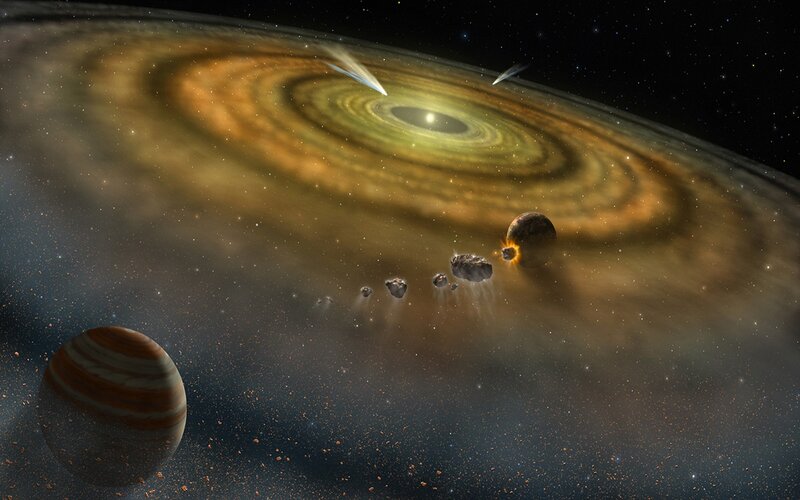 Planets in Protoplanetary Disk — Brown