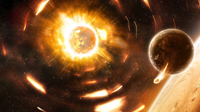 Planets in Solar Explosion