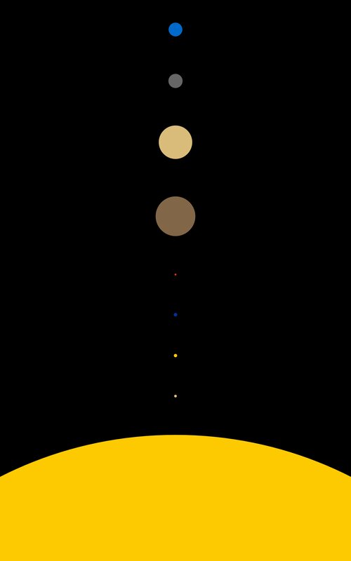 Planets in Solar System — Black, Minimalist