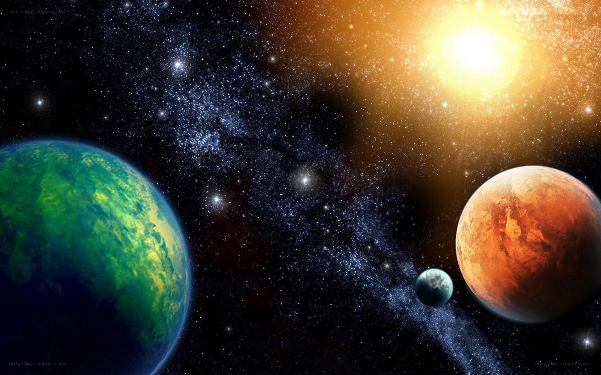 Planets in space