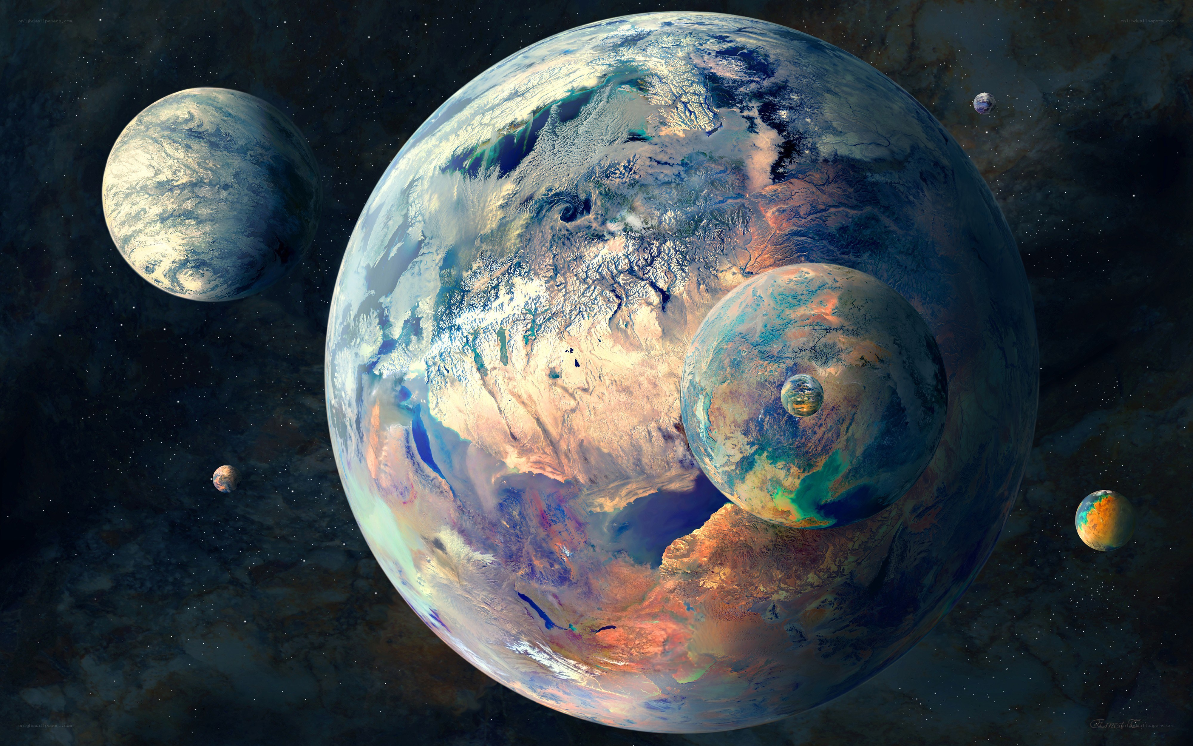Planets in space