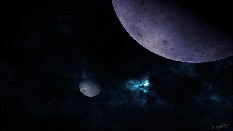 Planets in Space — Black, Dark, Night, Digital Art, Moon