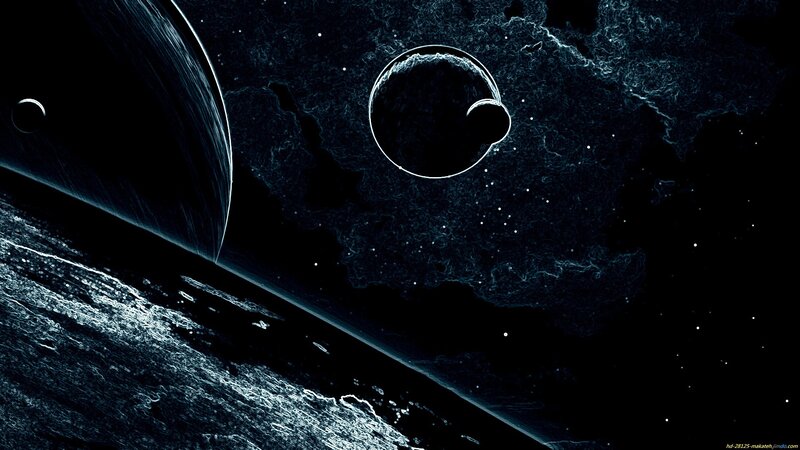 Planets in Space — Black, Dark