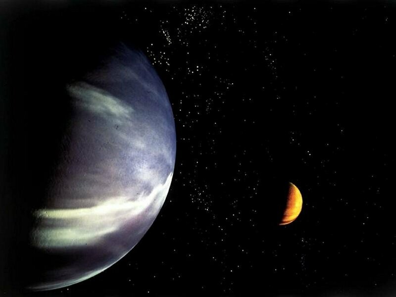 Planets in Space — Black, Dramatic, Digital Art, Stars, Blue