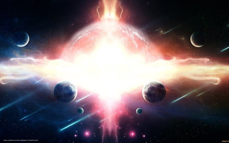 Planets in Space — Black, Dramatic, Digital Art, Stars, Comet, Nebula