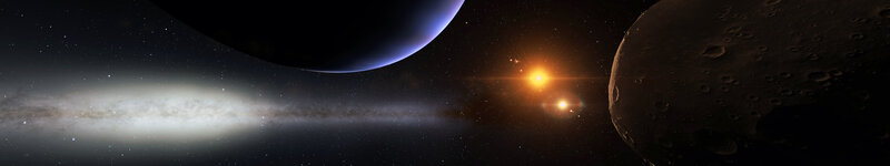 Planets in Space — Black, Dramatic, Night, Digital Art, Stars, Galaxy, Moon