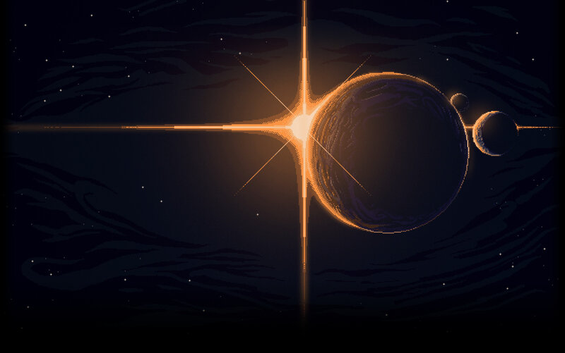 Planets in Space — Black, Dramatic, Night, Pixel Art