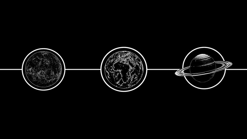 Planets in Space — Black, Minimalist