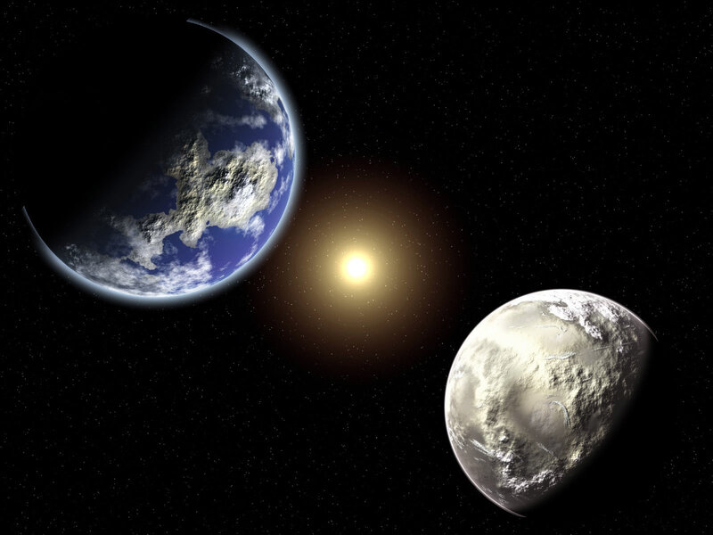 Planets in Space — Black, Serene, 3d Render, Star
