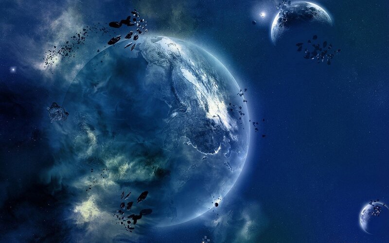 Planets in Space — Blue, Asteroids