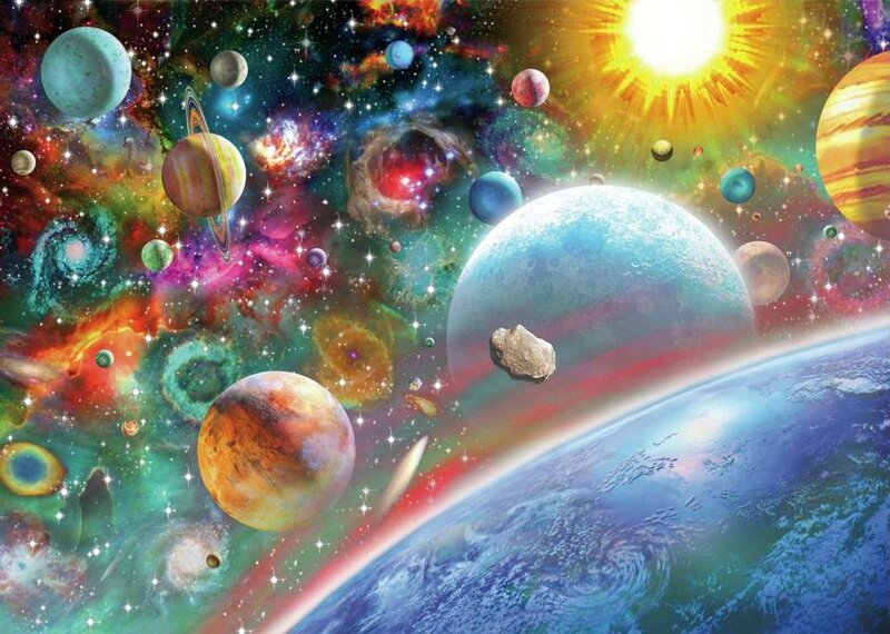 Planets in Space — Blue, Cosmic, Digital Art, Stars, Nebulae, Asteroids