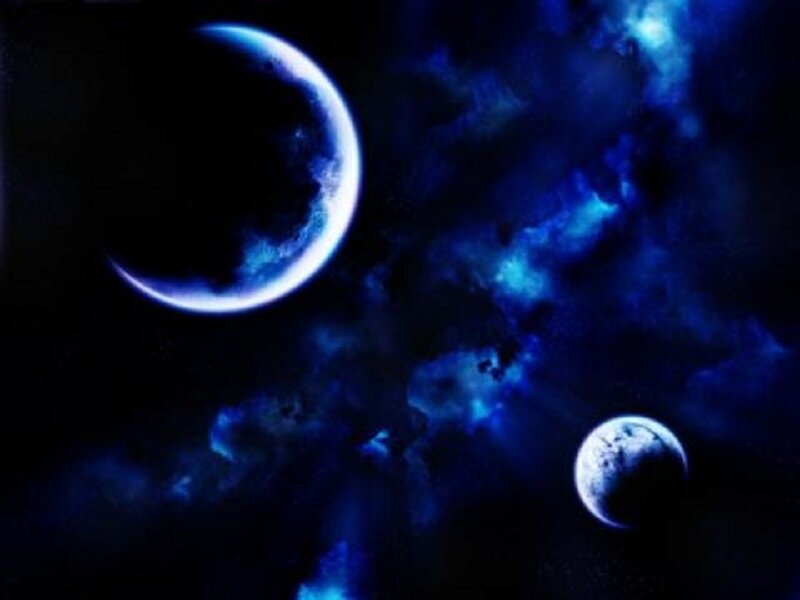 Planets in Space — Blue, Dark