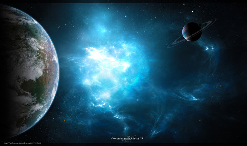 Planets in Space — Blue, Dramatic, Digital Art, Earth