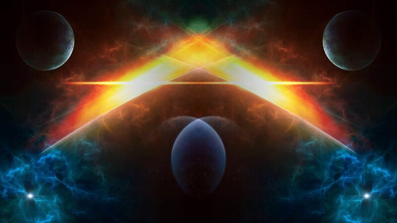 Planets in Space — Blue, Dramatic, Night, Digital Art, Nebula