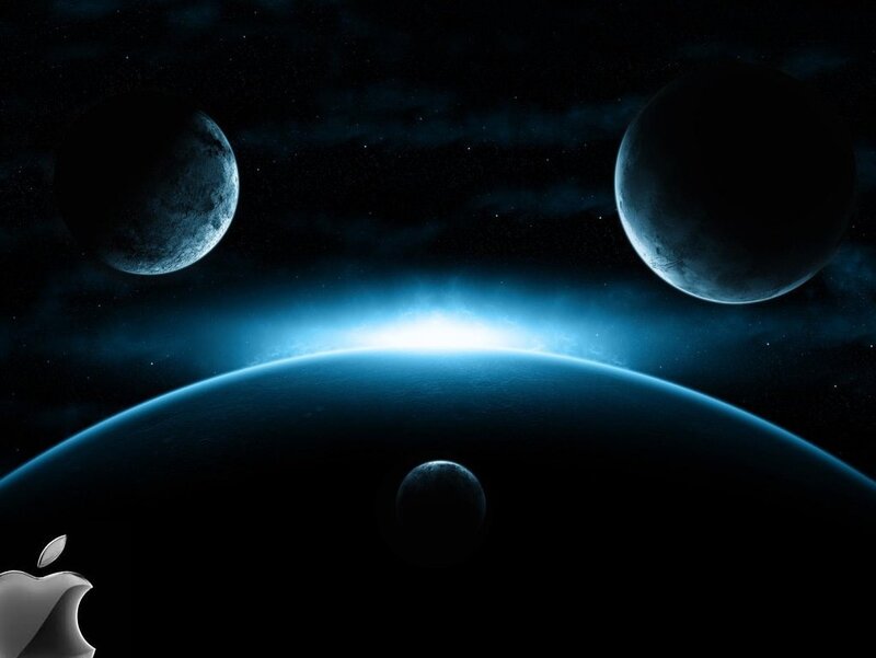 Planets in Space — Blue, Dramatic, Night, Digital Art, Stars, Planet, Moon
