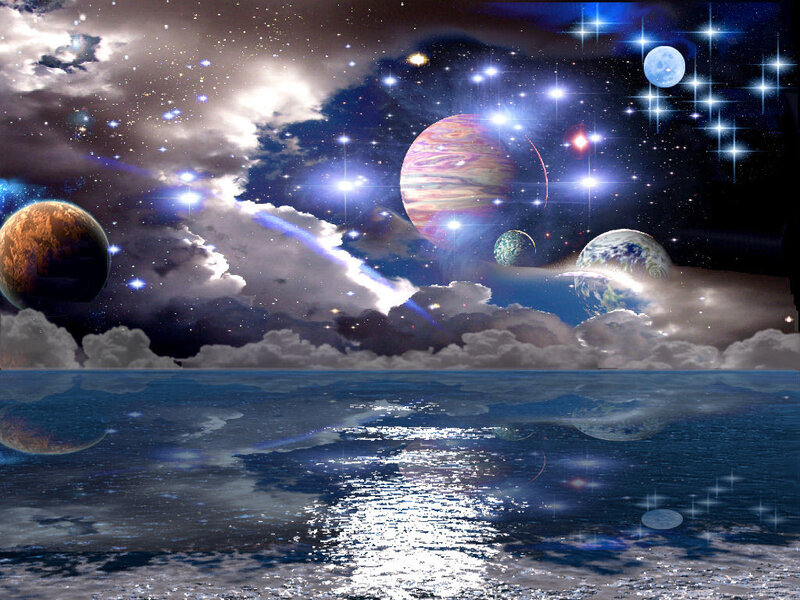Planets in Space — Blue, Dramatic