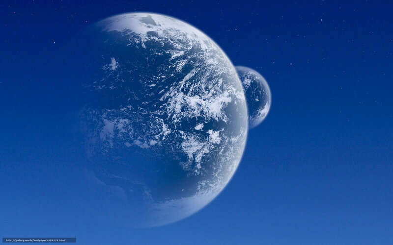 Planets in Space — Blue, Serene, Night, 3d Render