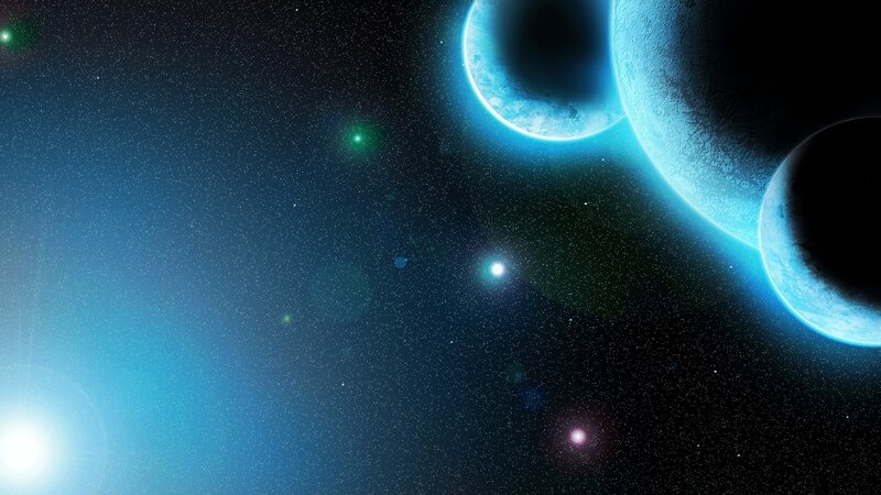 Planets in Space — Blue, Serene, Night