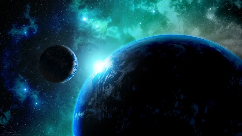 Planets in Space — Blue, Serene