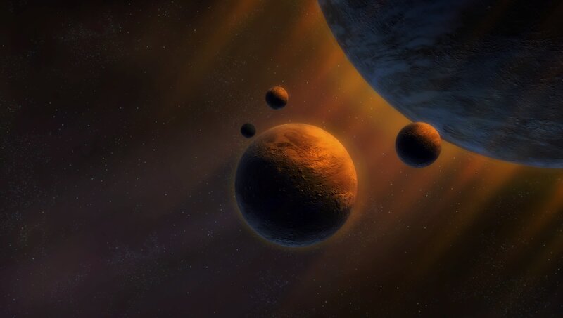 Planets in Space — Brown, Dramatic, 3d Render