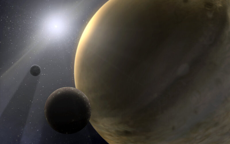 Planets in Space — Brown, Dramatic, Digital Art, Star