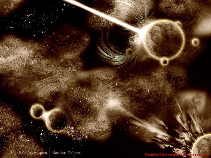 Planets in Space — Brown, Dramatic, Digital Art, Stars