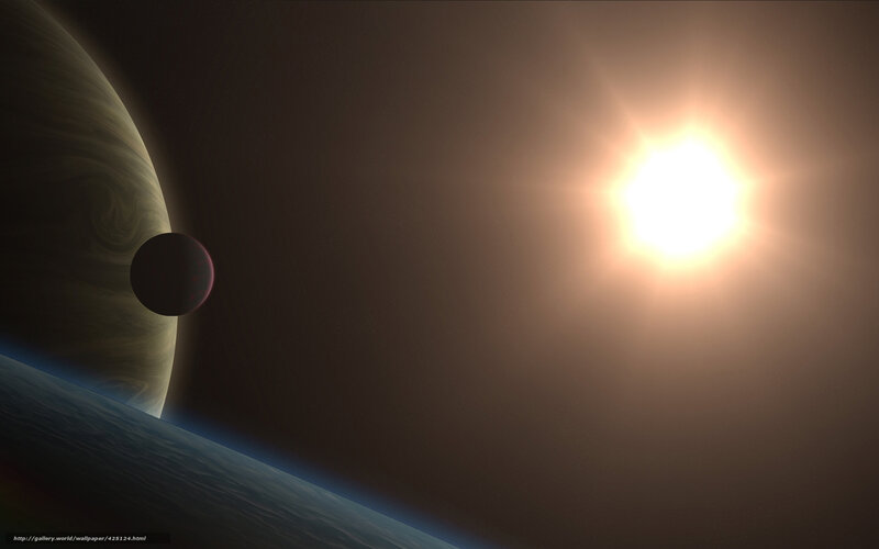 Planets in Space — Brown, Dramatic, Digital Art, Sun