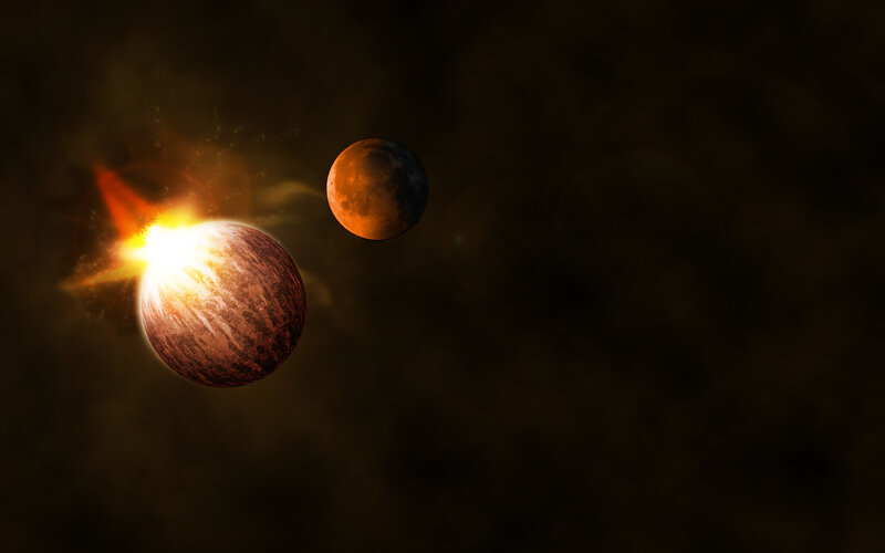 Planets in Space — Brown, Dramatic, Digital Art