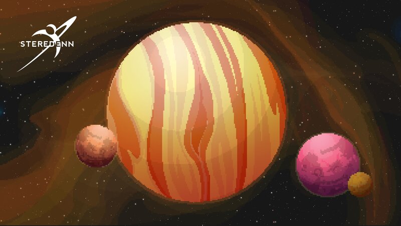 Planets in Space — Brown, Dramatic, Night, Pixel Art