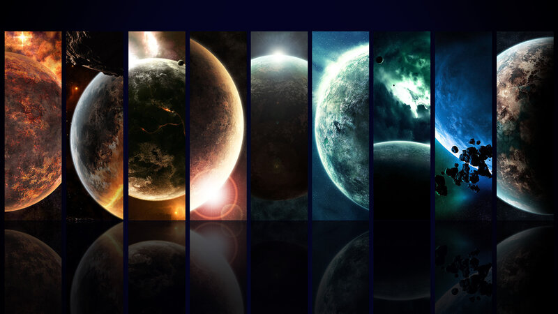 planets in space collage