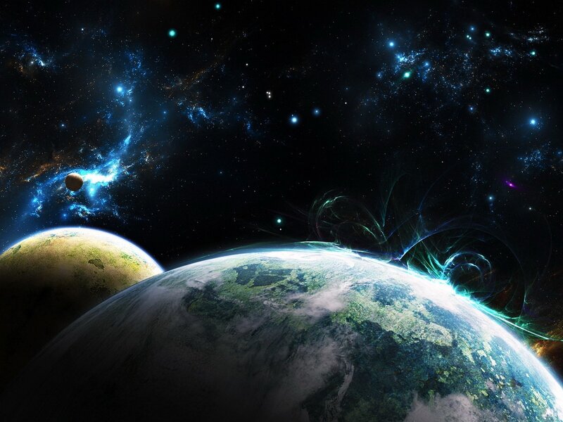 Planets in Space — Dramatic, Green