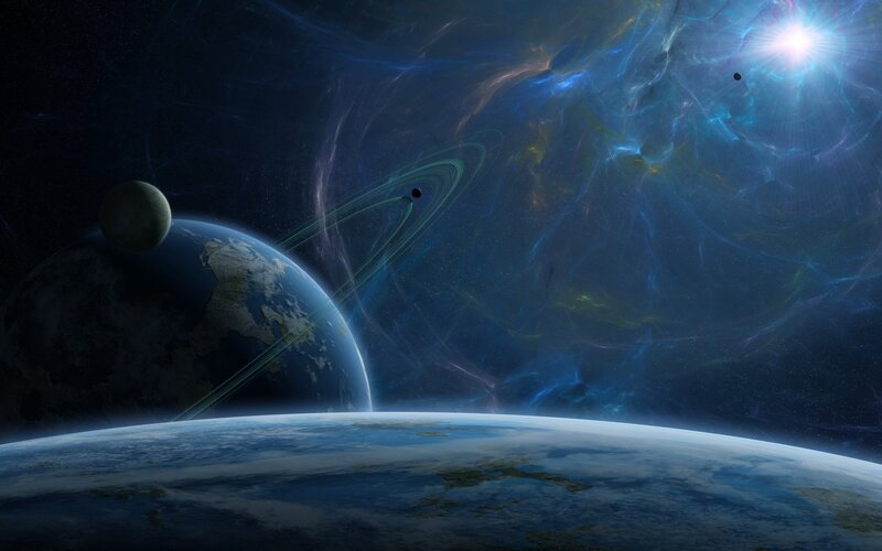 Planets in Space — Dramatic, Moon