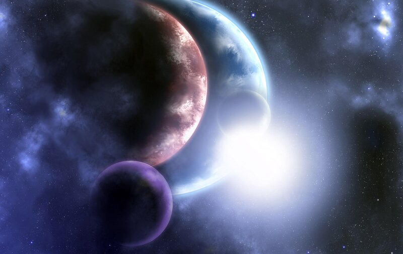 Planets in Space — Dramatic, Sun
