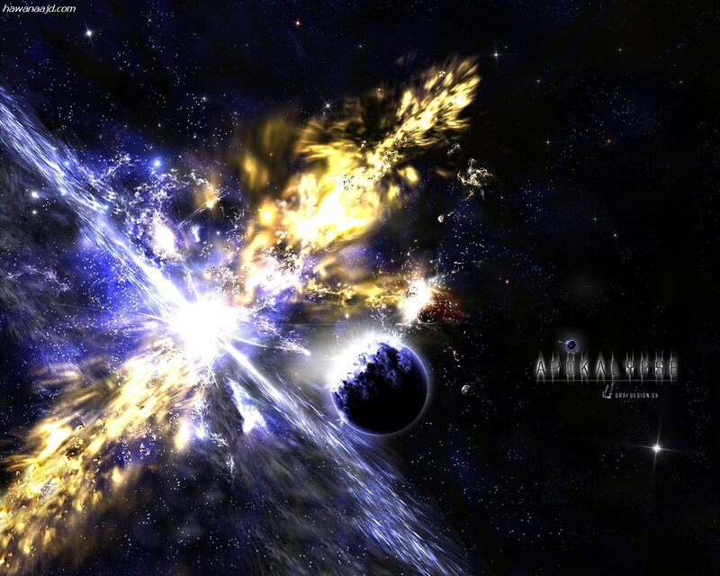 Planets in Space Explosion — Blue