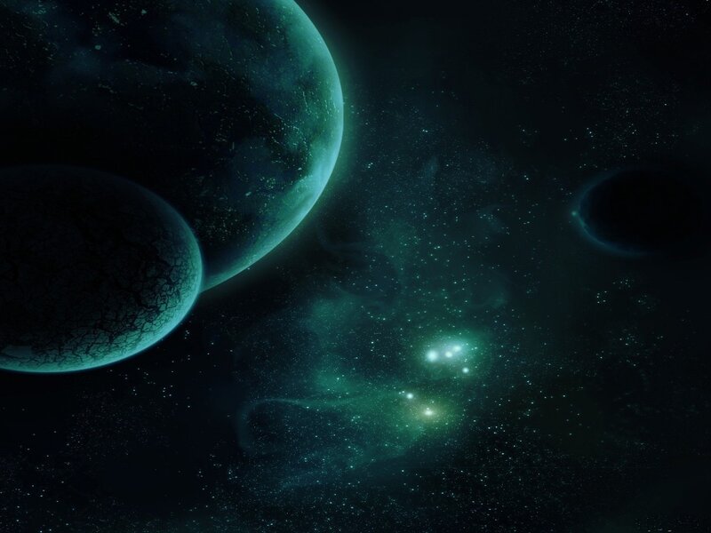 Planets in Space — Green, Dark