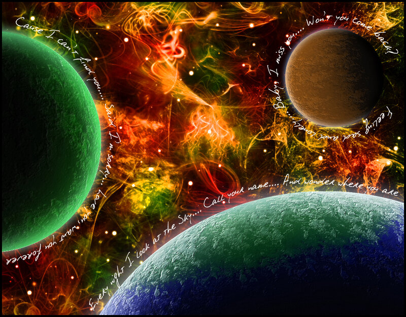 Planets in Space — Green, Dramatic, Night