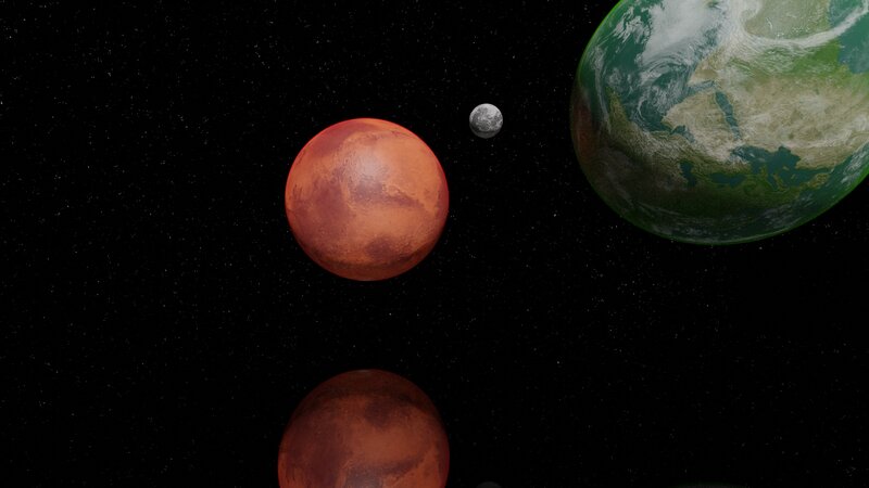 Planets in Space — Green, Serene, 3d Render
