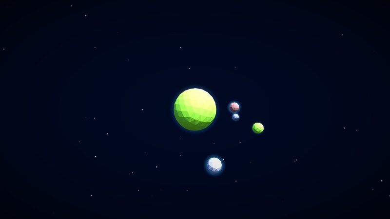 Planets in Space — Green, Serene, Night, Digital Art